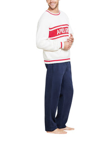 Unisex | Cozychic Cotton Apres Pullover | Cream-Americana Red