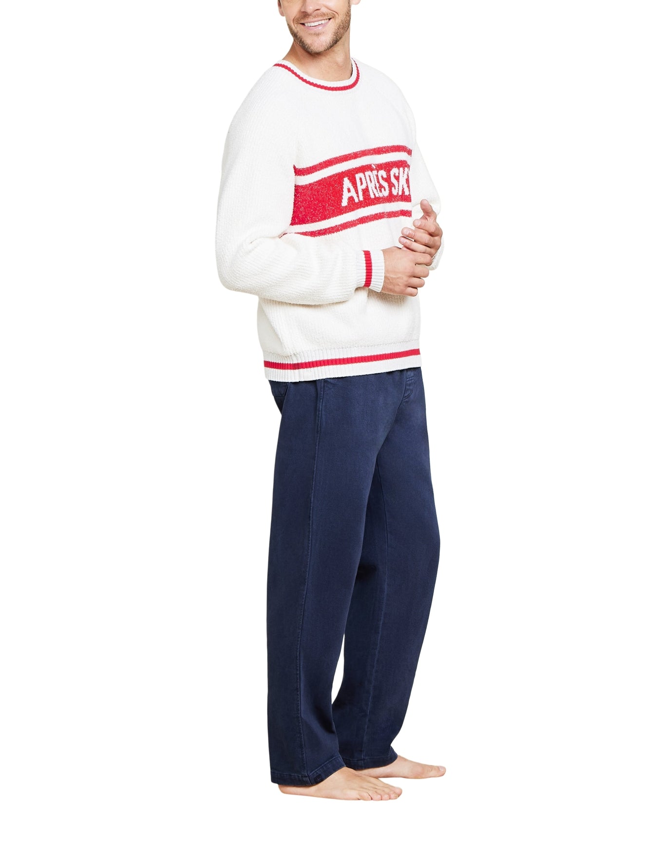 Unisex | Cozychic Cotton Apres Pullover | Cream-Americana Red