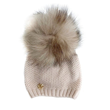 Unisex | Honeycomb Cashmere Beanie with Pom | Beige