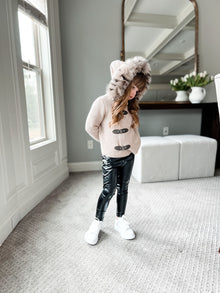 Unisex | Honeycomb Cashmere Pram Coat with Animal Print Trim | Beige