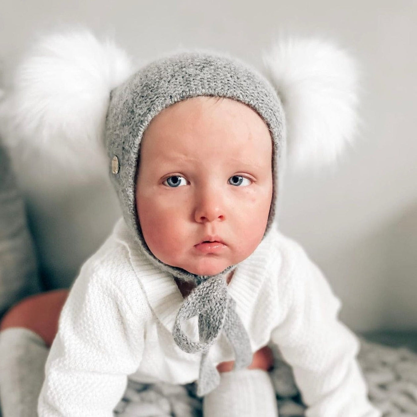 Unisex | Honeycomb Grey Faux Fur Bonnet | Gray