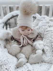 Unisex | Pasha Three Pom Hat Cream Poms | Beige