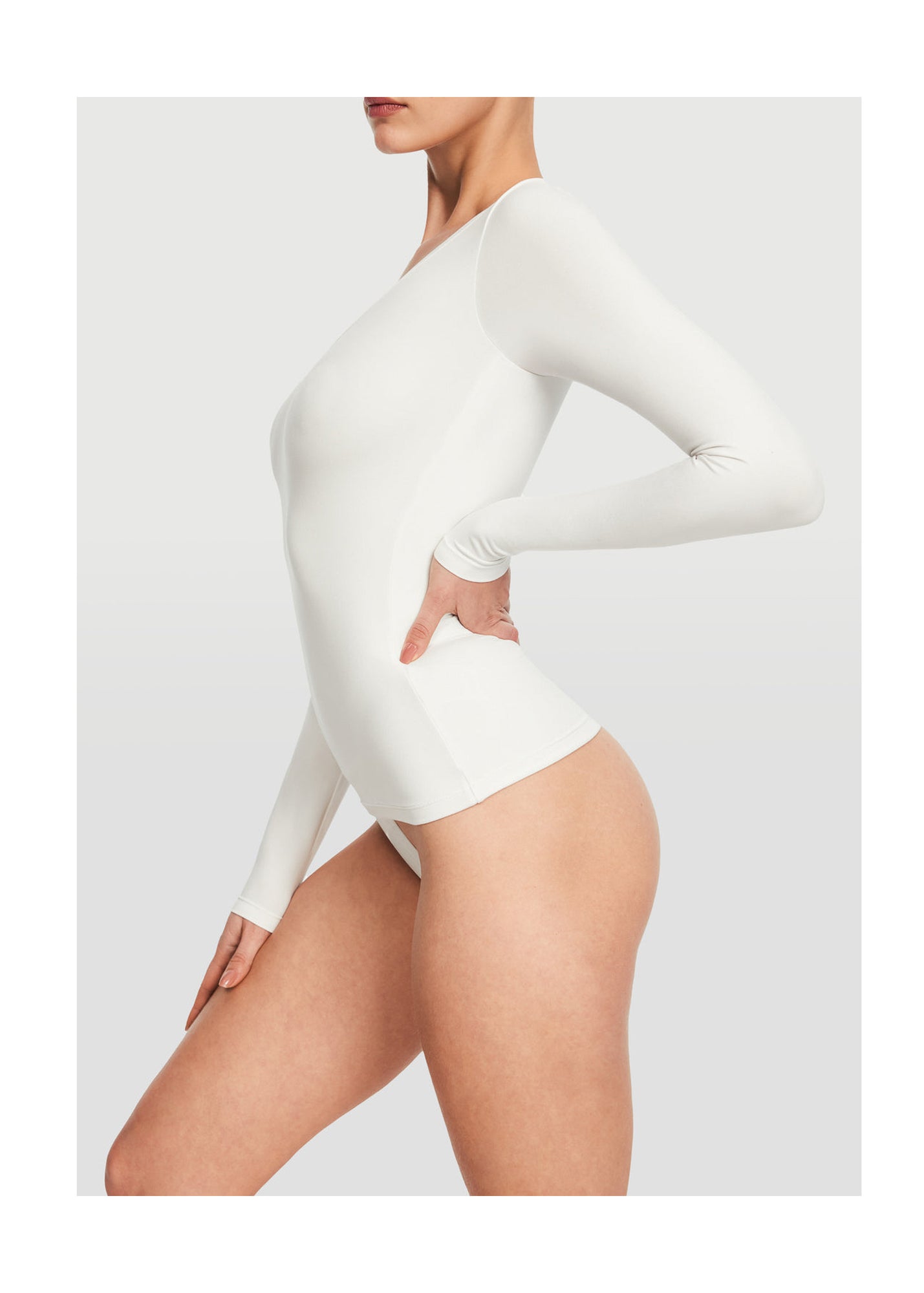 V-Neck Long Sleeve Top | White