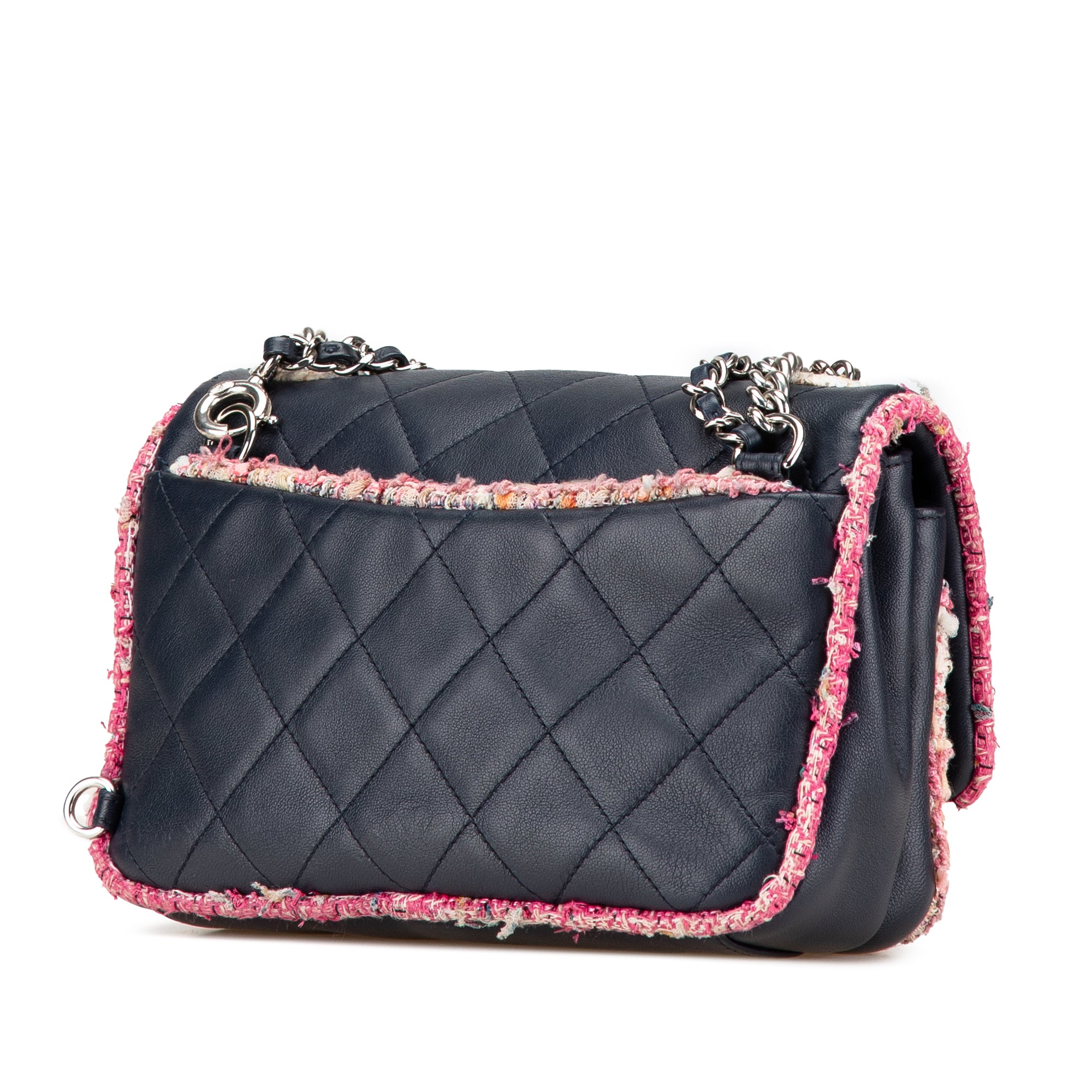 Chanel | Pre-Owned Quilted Lambskin and Tweed Elegant Trim Flap | Blue/Navy