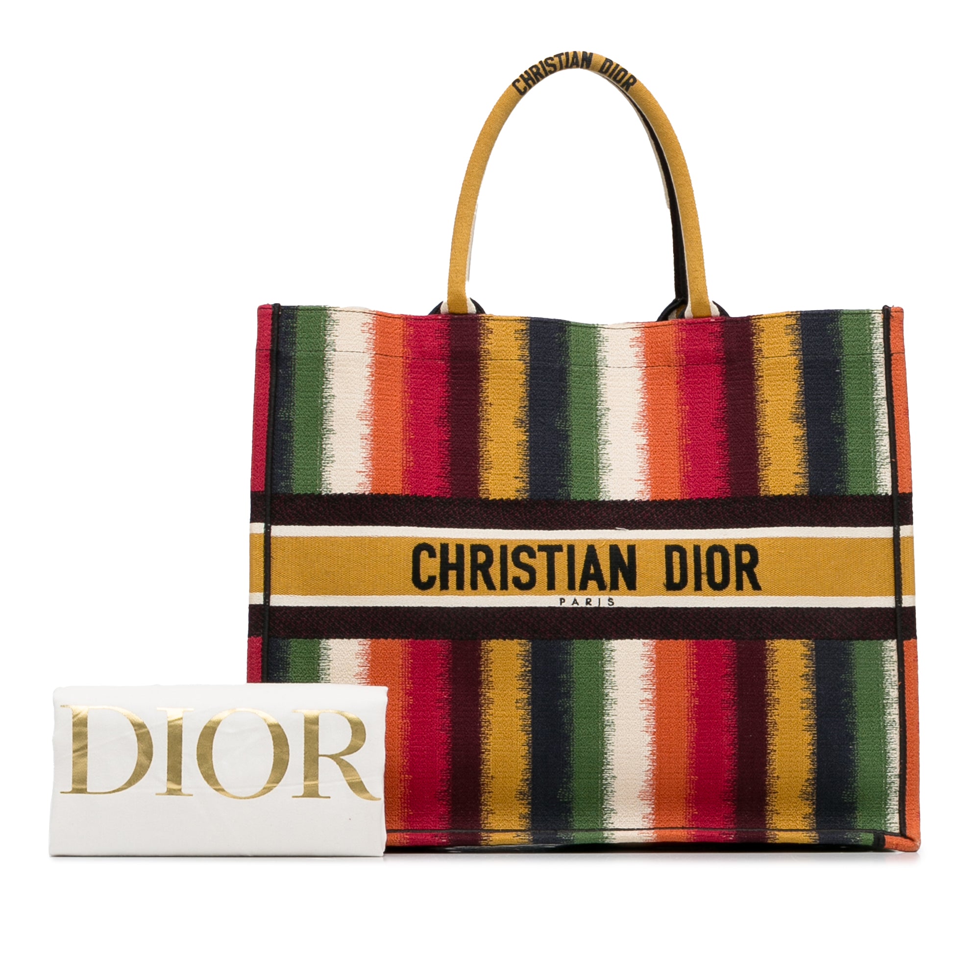 Dior | Pre-Owned Large Striped Book Tote | Yellow
