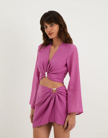 Lucie Long Sleeve Blouse - French Rose XS