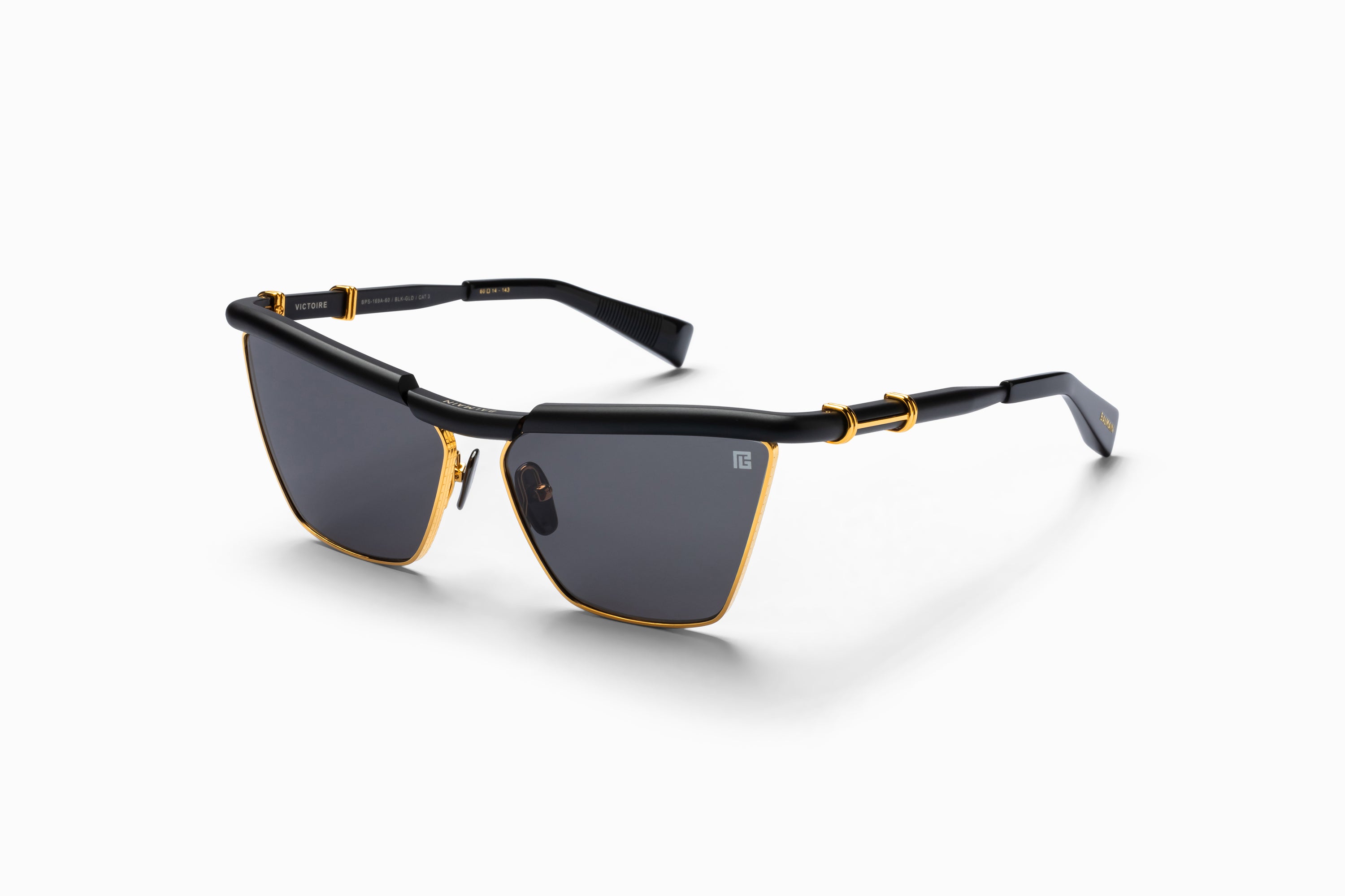 Womens | Victoire Sunglass | Matte Black - Gold - Black | Dark Grey