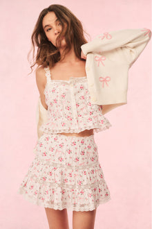 Vietta Cotton Rose & Bow Top | Fancy Pink