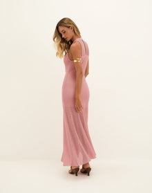 Knit Carmen Long Dress - Light Sweet Heart XS