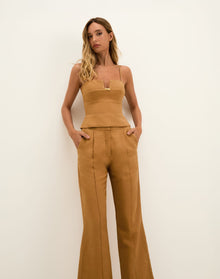 Prya Flare Ankle Pants - Toffee XS