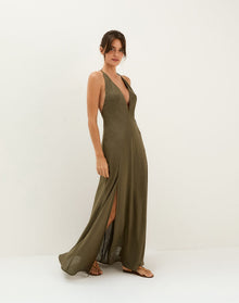Marbella Long Dress - Evergreen XS
