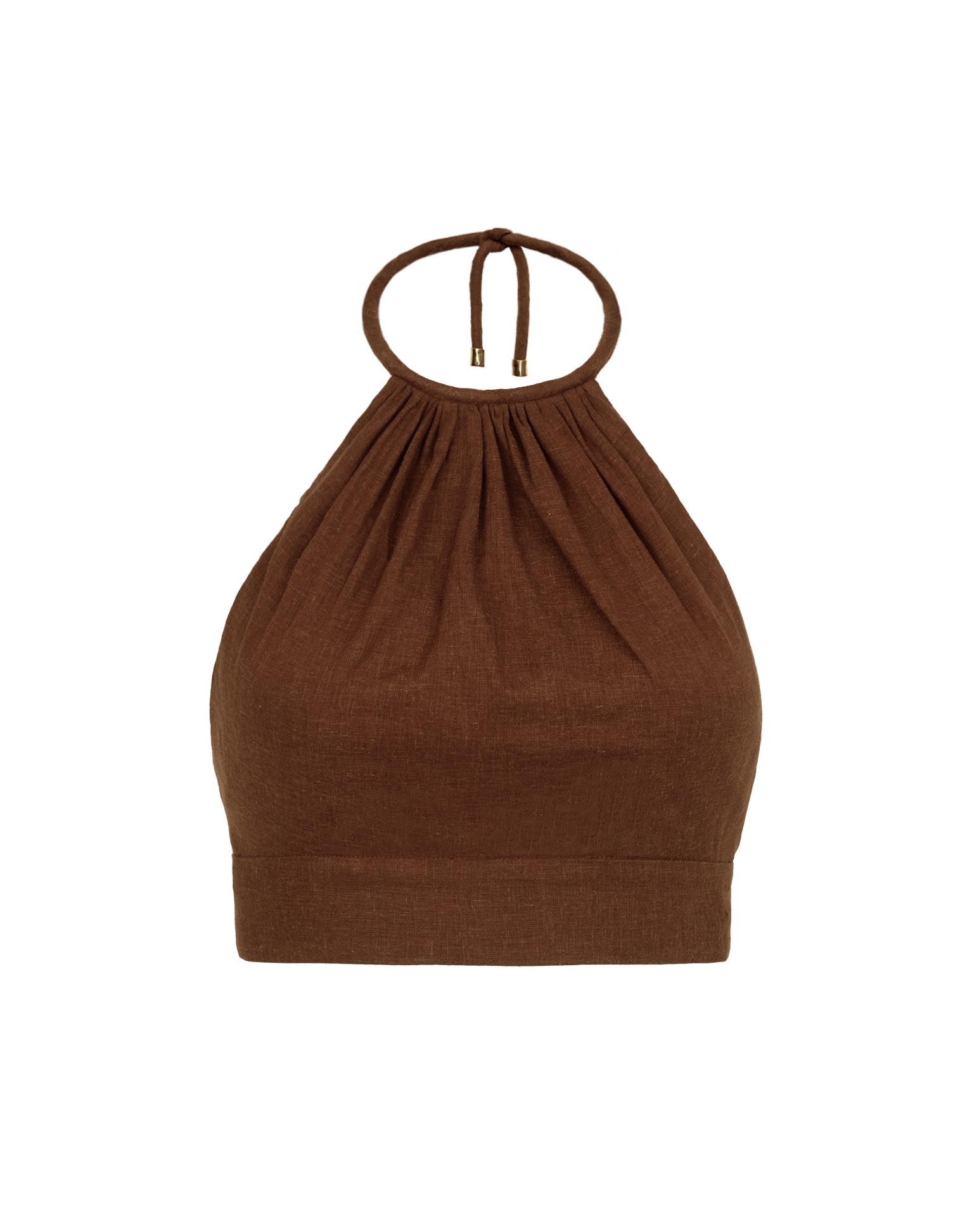 Ibiza High-Neck Halter Top - Brown XS