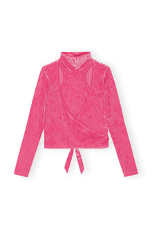 Velvet Wrap Blouse | Shocking Pink