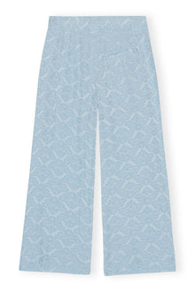 Viscose Jacquard Cropped Trousers | Corydalis Blue
