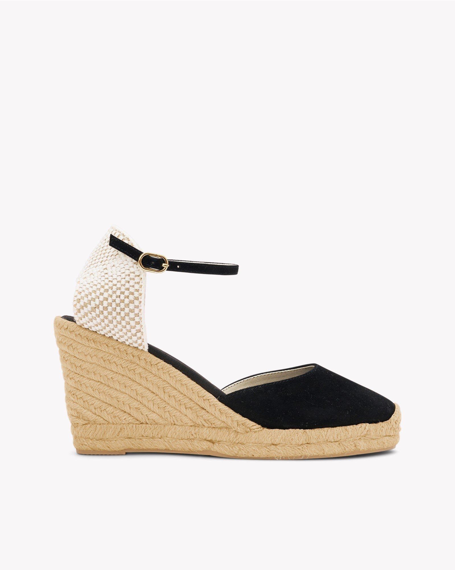 Womens | Marseille Wedge Espadrille | Leather Buckle | Noche Black