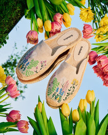 Womens | Smoking Mule Espadrille | Embroidery | Natural