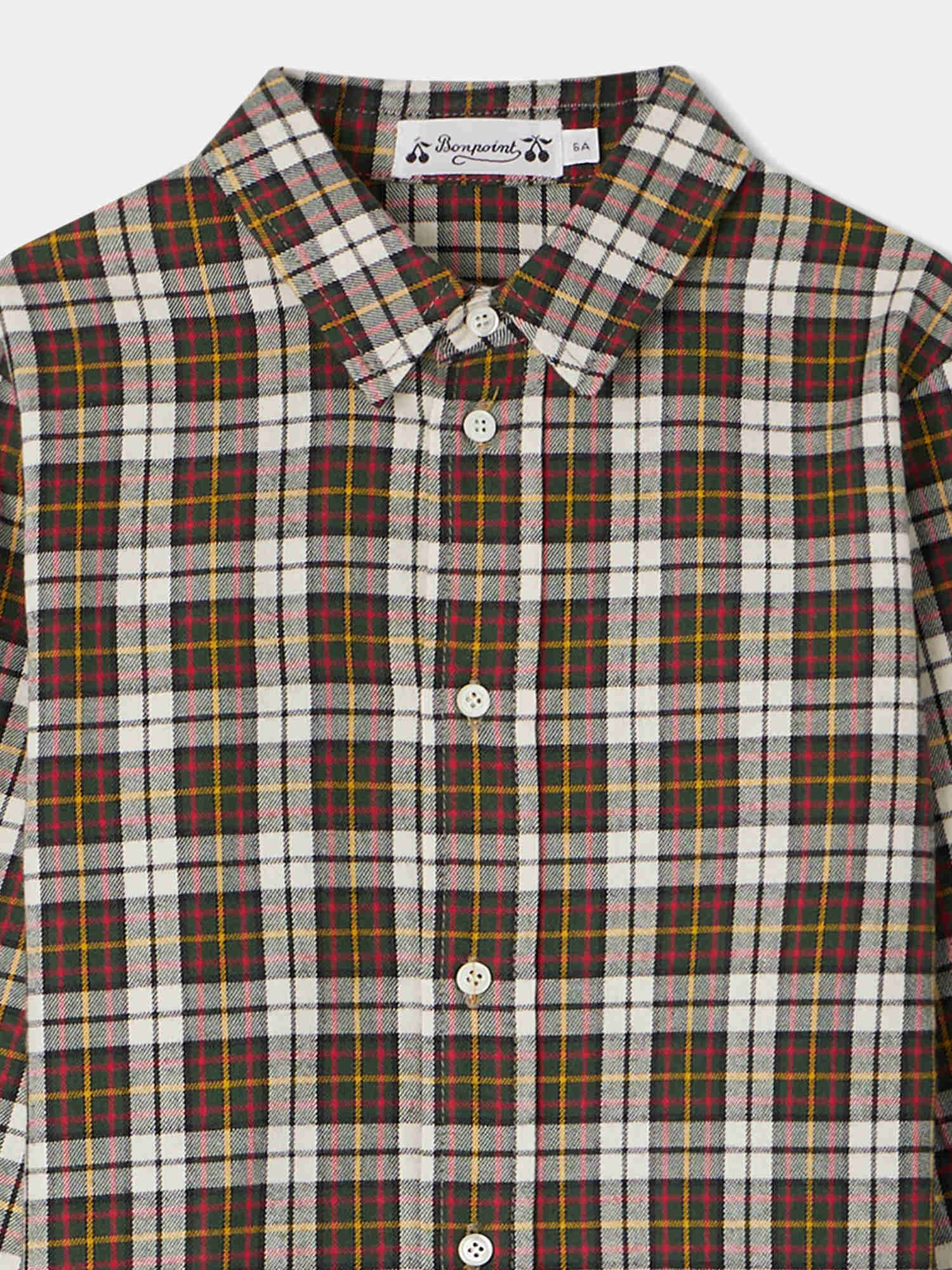 Boy | Daho Shirt With Green Checkers | Dark Green