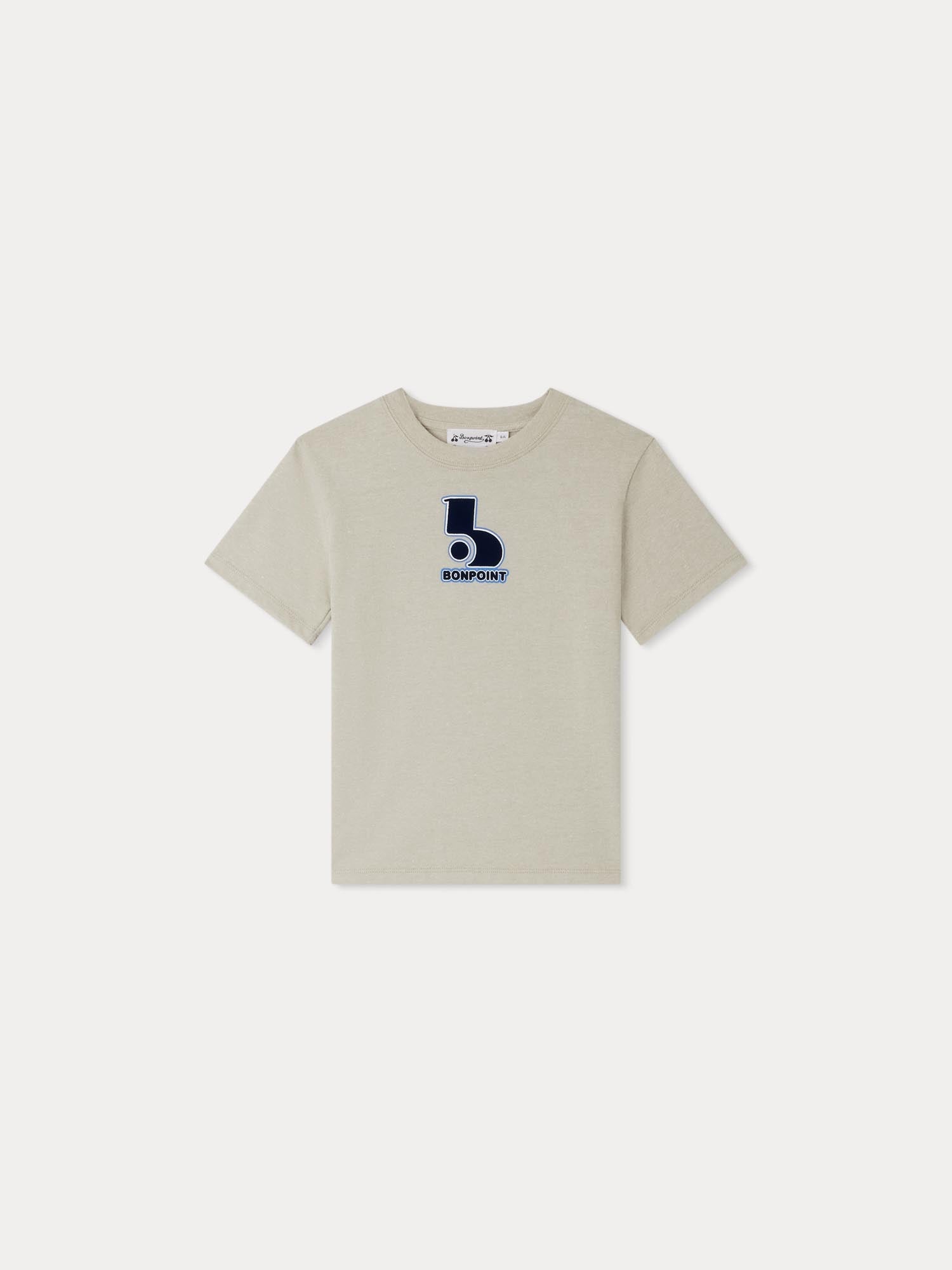 Boy | Thibald Embroidered Logo T Shirt | Heathered Twine