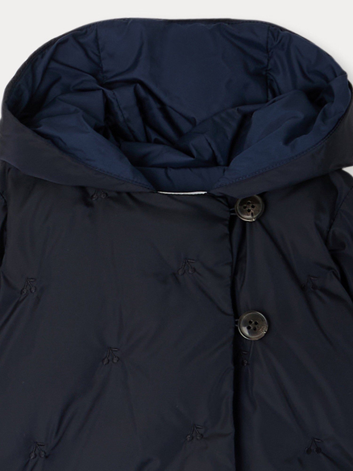 Girl | Bonno Midnight Blue Puffer Jacket With Embroidery | Midnight Blue