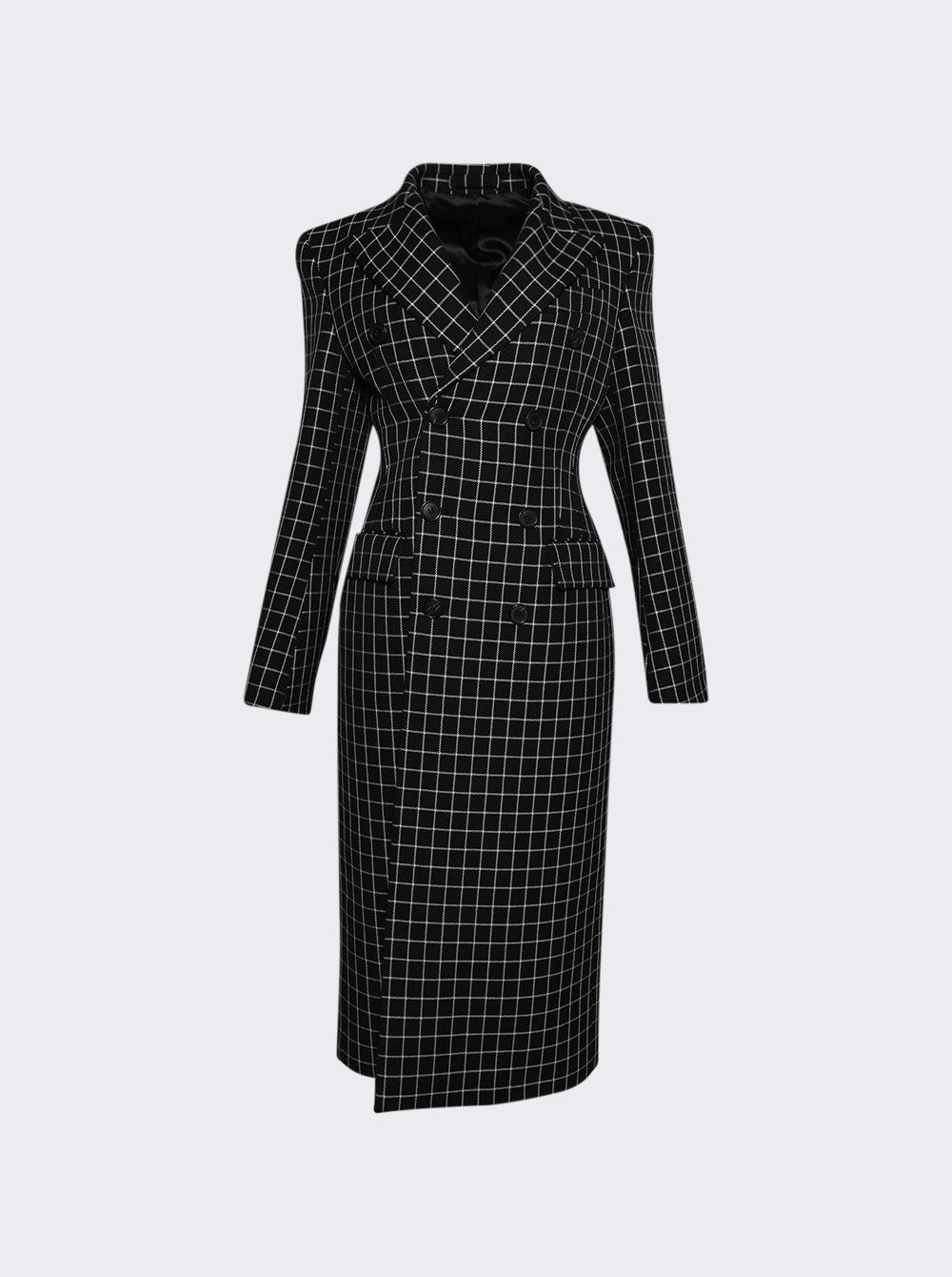 Women | WARDROBE.NYC | Double Breasted Contour Coat Black Plaid