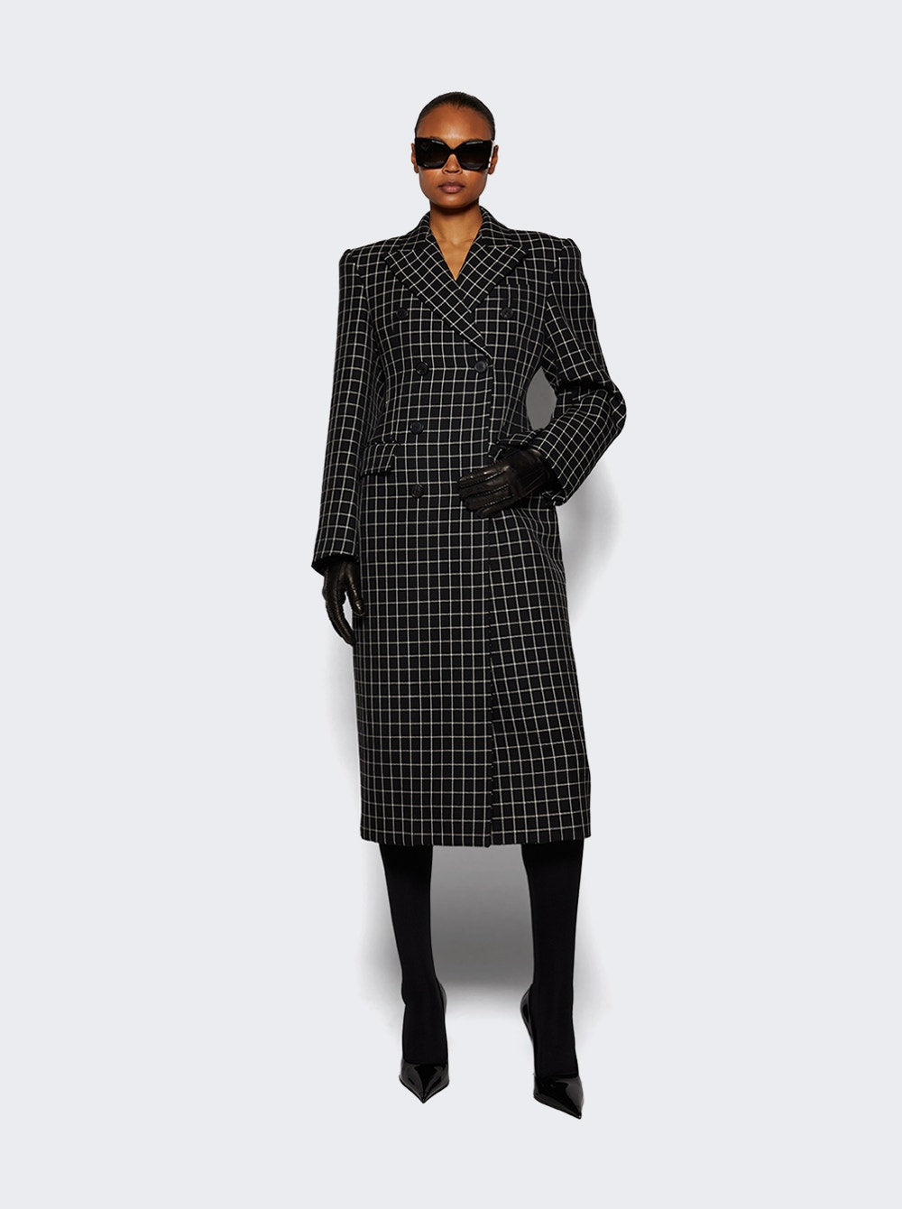 Women | WARDROBE.NYC | Double Breasted Contour Coat Black Plaid