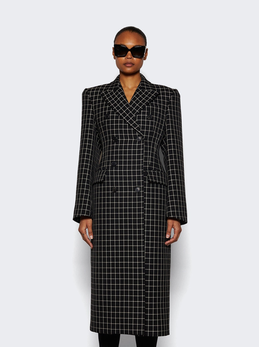 Women | WARDROBE.NYC | Double Breasted Contour Coat Black Plaid