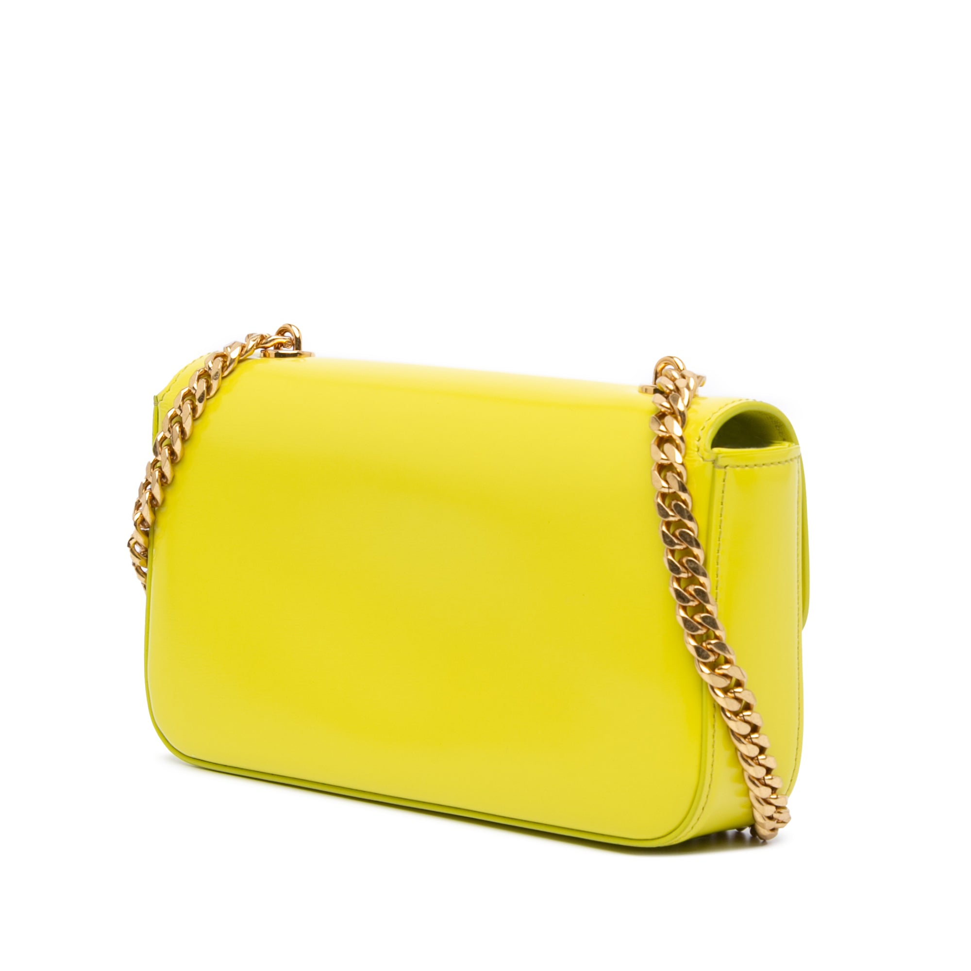 Celine | Pre-Owned Calfskin Cuir Triomphe Chain Shoulder Bag - I | Yellow/Neon Yellow