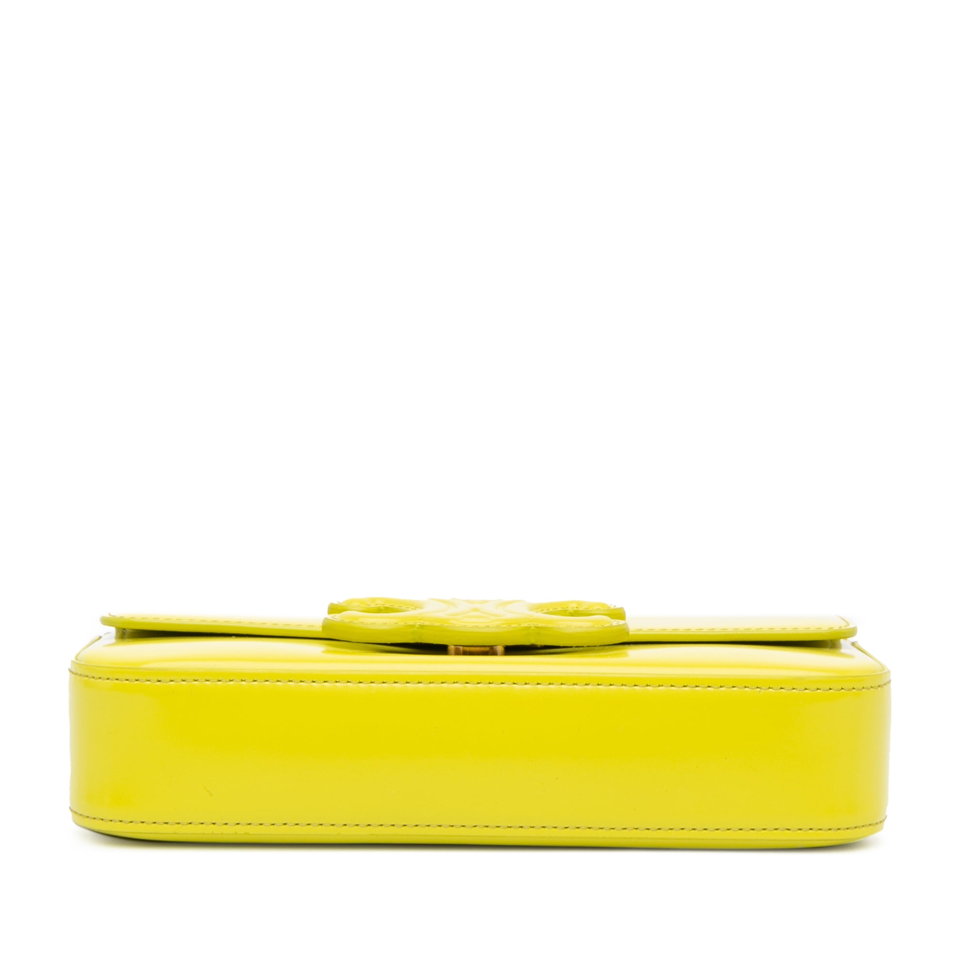 Celine | Pre-Owned Calfskin Cuir Triomphe Chain Shoulder Bag - I | Yellow/Neon Yellow