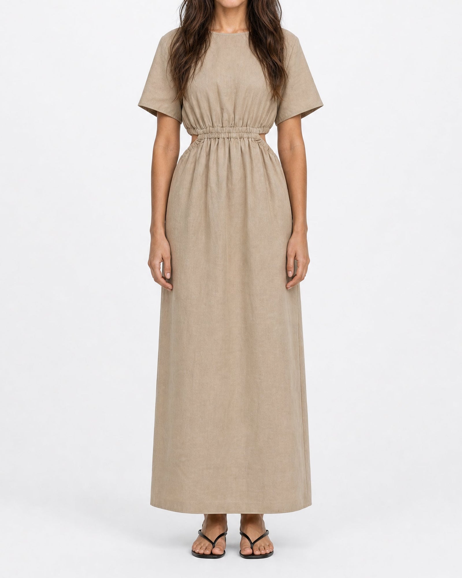 Womens | Boatneck Cutout Dress | Flax