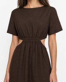 Womens | Boatneck Cutout Dress | Dark Chocolate