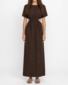 Womens | Boatneck Cutout Dress | Dark Chocolate