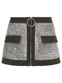 Balmain | Low-rise Tweed And Canvas Mini Skirt Silver And Black