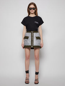 Balmain | Low-rise Tweed And Canvas Mini Skirt Silver And Black