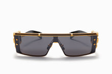 Unisex | Wonder Boy - III Sunglass | Gold - Black - Side Lens w /PB Pattern | Dark Grey w/ Black Mirror