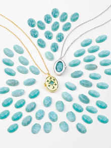 Aura Amazonite Locket Necklace | Amazonite | 14K Gold Plated Brass