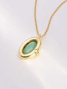 Aura Amazonite Locket Necklace | Amazonite | 14K Gold Plated Brass