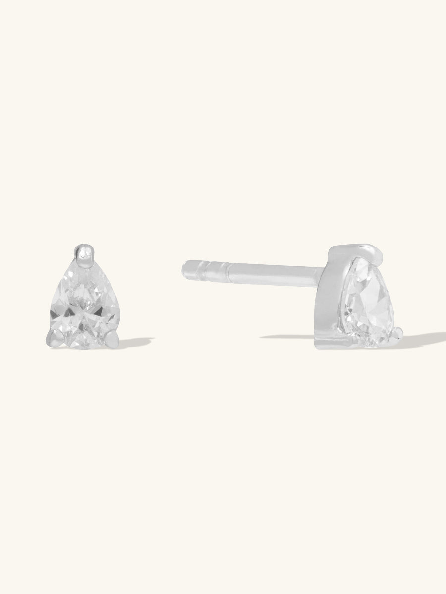 5mm Teardrop Stud Earrings | 5A Grade Cubic Zirconia | Silver Plated Brass
