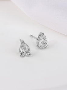 5mm Teardrop Stud Earrings | 5A Grade Cubic Zirconia | Silver Plated Brass