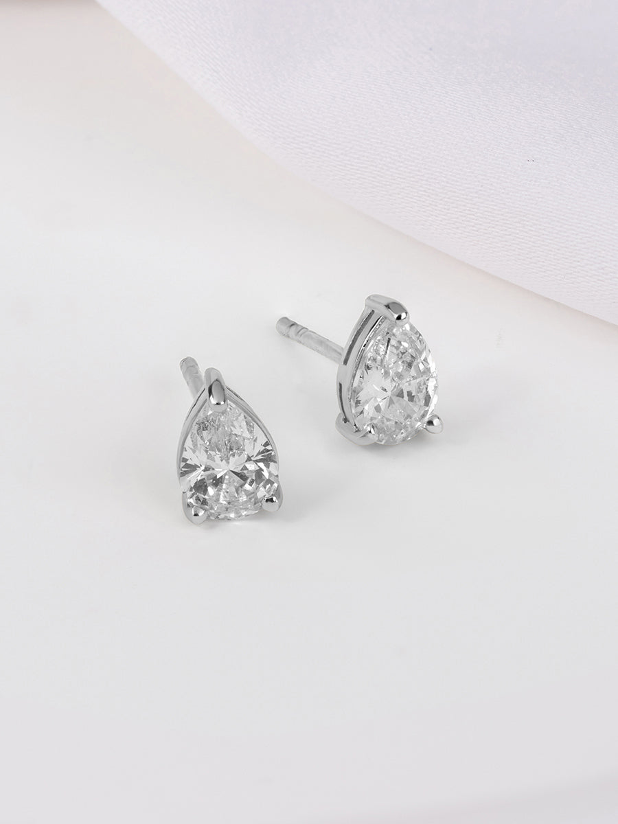 5mm Teardrop Stud Earrings | 5A Grade Cubic Zirconia | Silver Plated Brass