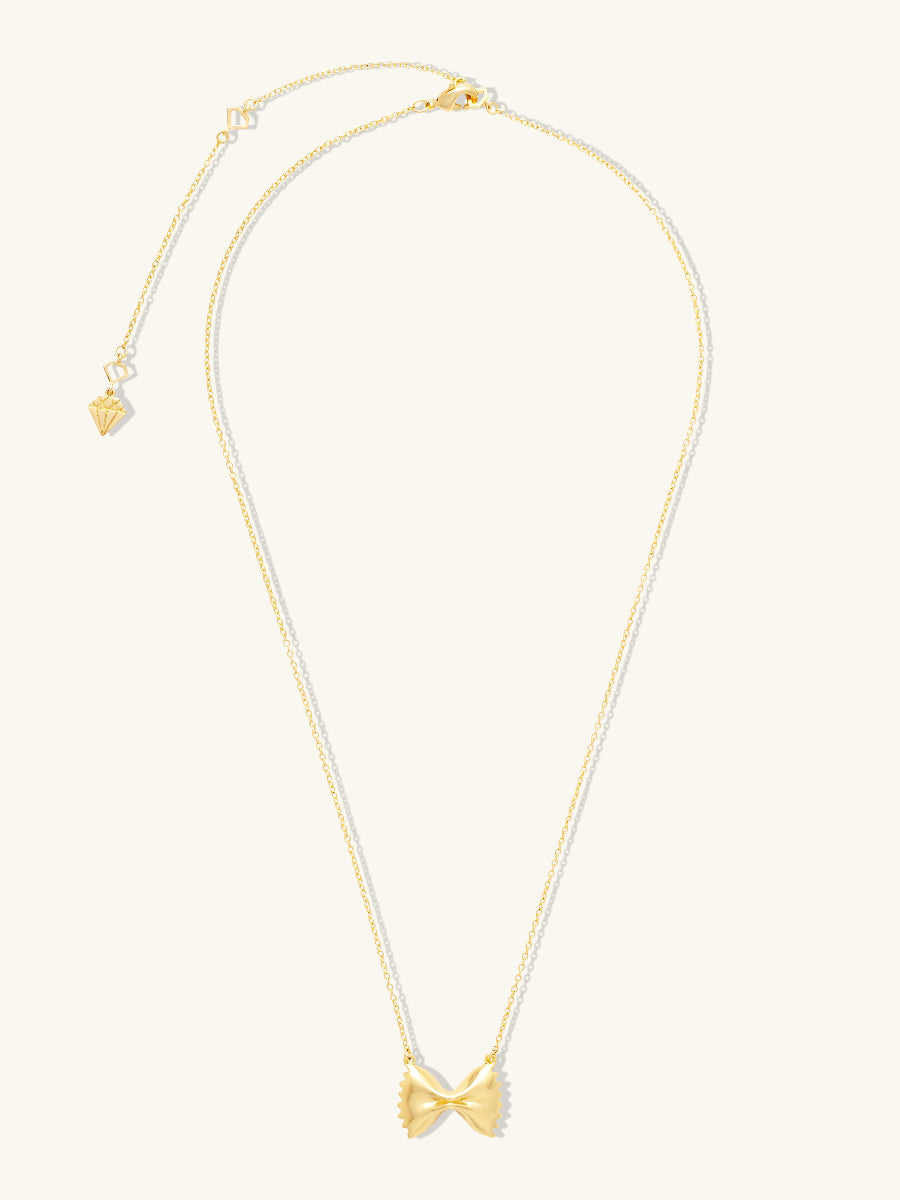 Bow Tie Pasta Necklace | 14K Gold Plated Brass