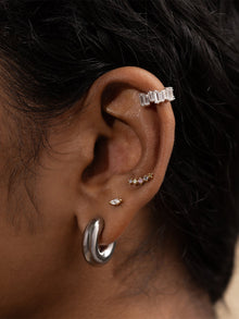 Hailey Nano Hoop 9mm Earrings  | Silver Rhodium Plated Brass
