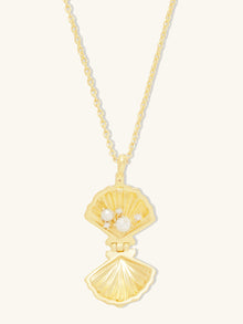 Sundaze Shell Locket Necklace | Natural Gemstone | 14K Gold Plated Brass