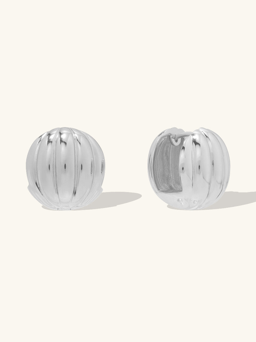 Dome Ripple 20mm Earrings | Silver Rhodium Plated Brass
