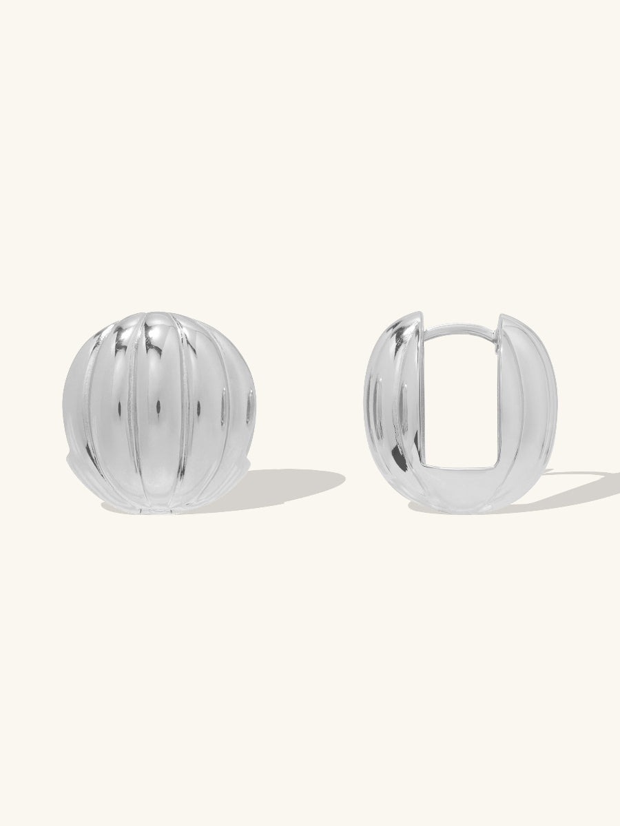 Dome Ripple 20mm Earrings | Silver Rhodium Plated Brass