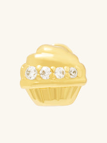Cupcake Flat Back Earring | 5A Grade Cubic Zirconia | 14K Gold Plated Brass