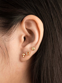 Cupcake Flat Back Earring | 5A Grade Cubic Zirconia | 14K Gold Plated Brass