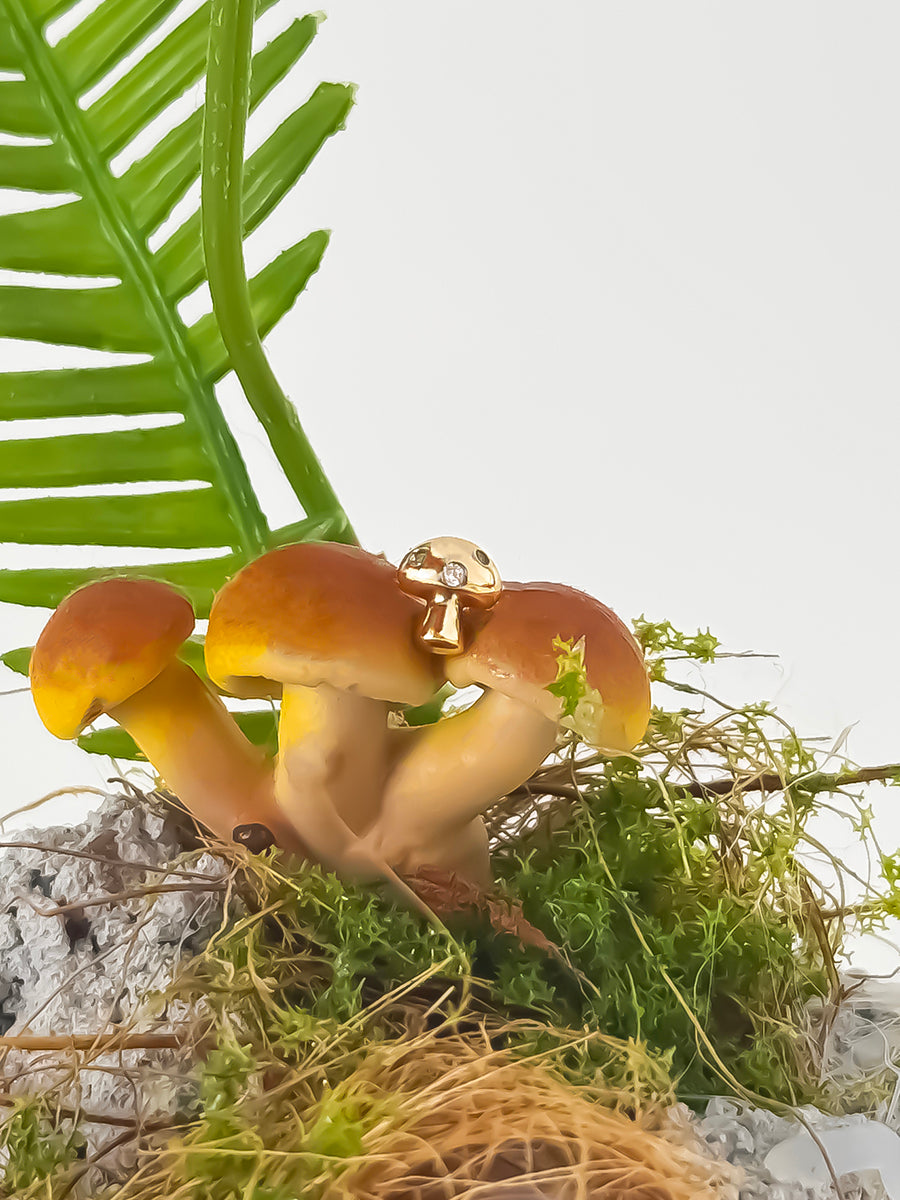 Mushroom Flat Back Earring | 5A Grade Cubic Zirconia | Silver Rhodium Plated Brass