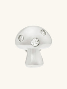 Mushroom Flat Back Earring | 5A Grade Cubic Zirconia | Silver Rhodium Plated Brass
