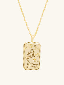 Lion Heart Necklace | 5A Grade Cubic Zirconia | 14K Gold Plated Brass
