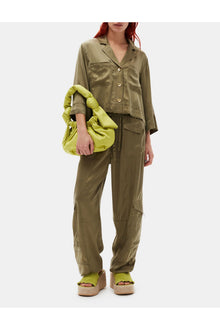Washed Satin Crop Shirt | Aloe